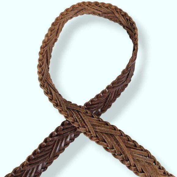 Vintage Woven Brown Leather Belt - Picture 3 of 5